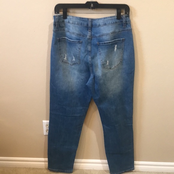 US Flag Stars and Stripes Distressed Patchwork 5 Pocket Straight Leg Jeans-L - Picture 4 of 10